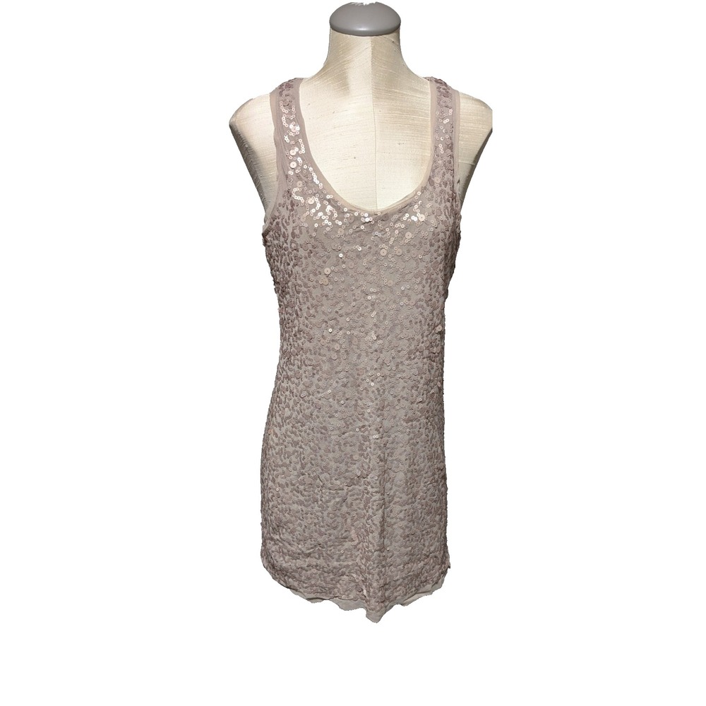 MAX STUDIO Rose gold sequin racerback women's dress L Y2K rock glam glitter